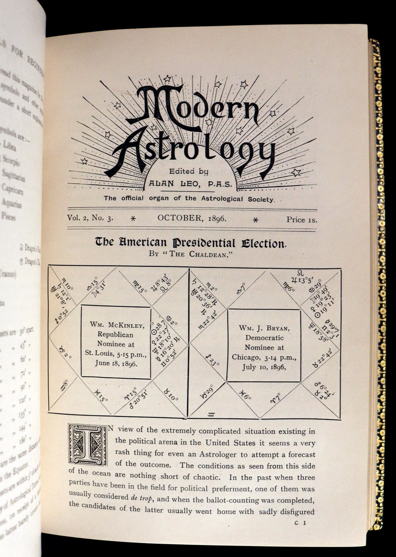 1896 Scarce Book bound by Zaehnsdorf for Asprey - MODERN ASTROLOGY - The Astrologers' Magazine by Alan Leo. Copy of Governor Charles Edison.