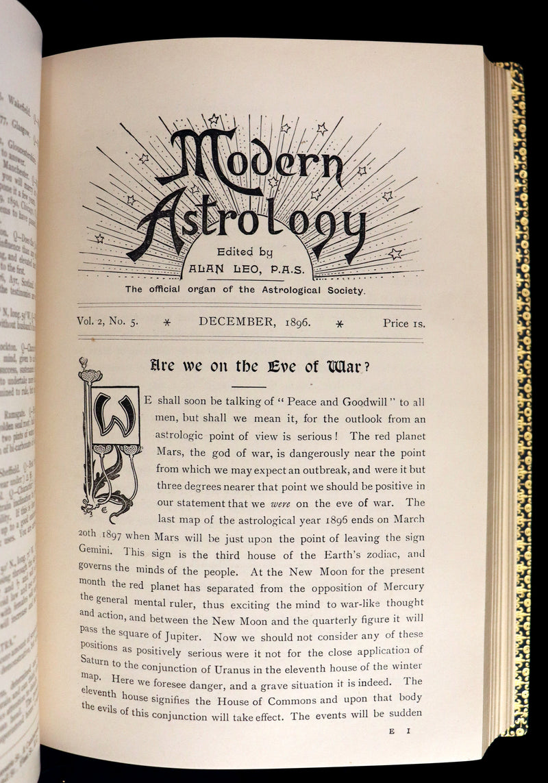 1896 Scarce Book bound by Zaehnsdorf for Asprey - MODERN ASTROLOGY - The Astrologers' Magazine by Alan Leo. Copy of Governor Charles Edison.