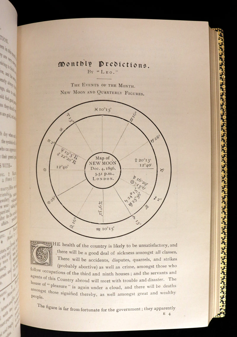 1896 Scarce Book bound by Zaehnsdorf for Asprey - MODERN ASTROLOGY - The Astrologers' Magazine by Alan Leo. Copy of Governor Charles Edison.