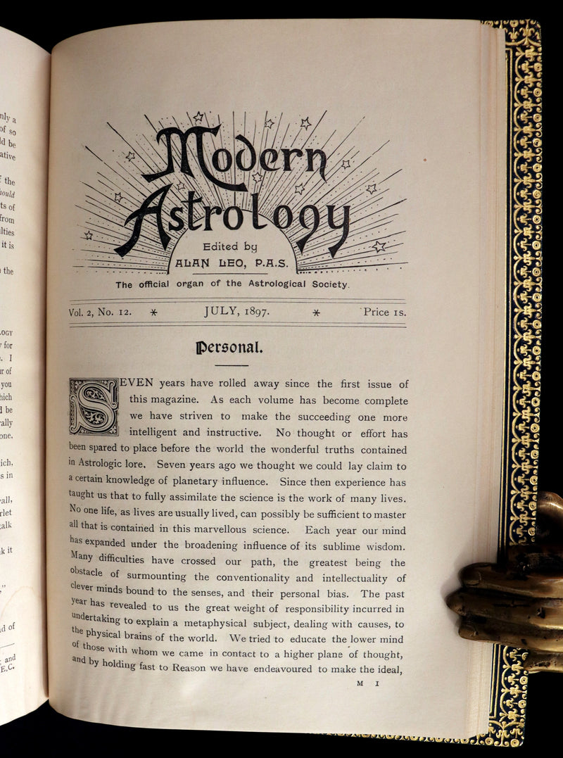 1896 Scarce Book bound by Zaehnsdorf for Asprey - MODERN ASTROLOGY - The Astrologers' Magazine by Alan Leo. Copy of Governor Charles Edison.