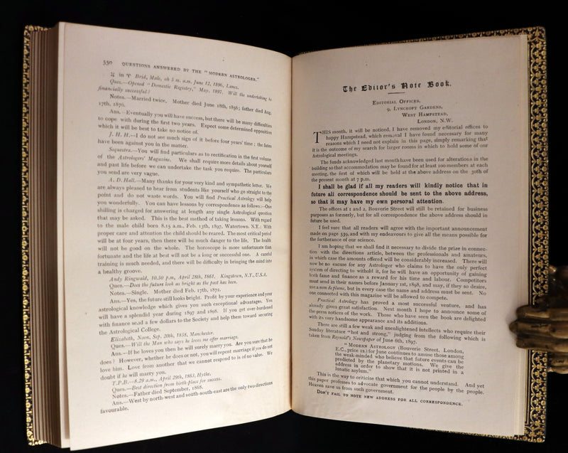 1896 Scarce Book bound by Zaehnsdorf for Asprey - MODERN ASTROLOGY - The Astrologers' Magazine by Alan Leo. Copy of Governor Charles Edison.