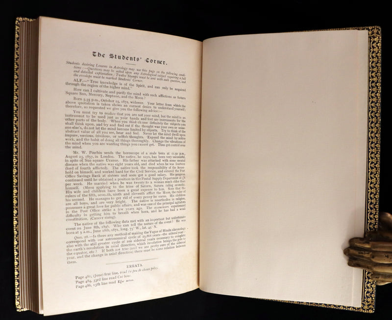 1896 Scarce Book bound by Zaehnsdorf for Asprey - MODERN ASTROLOGY - The Astrologers' Magazine by Alan Leo. Copy of Governor Charles Edison.