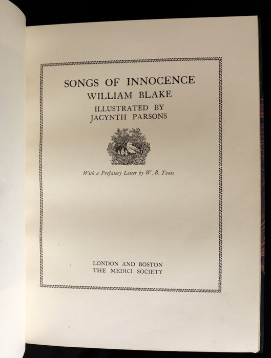 1927 Rare First Edition bound by Ridgway - Blake's Songs of Innocence illustrated by Jacynth Parson.