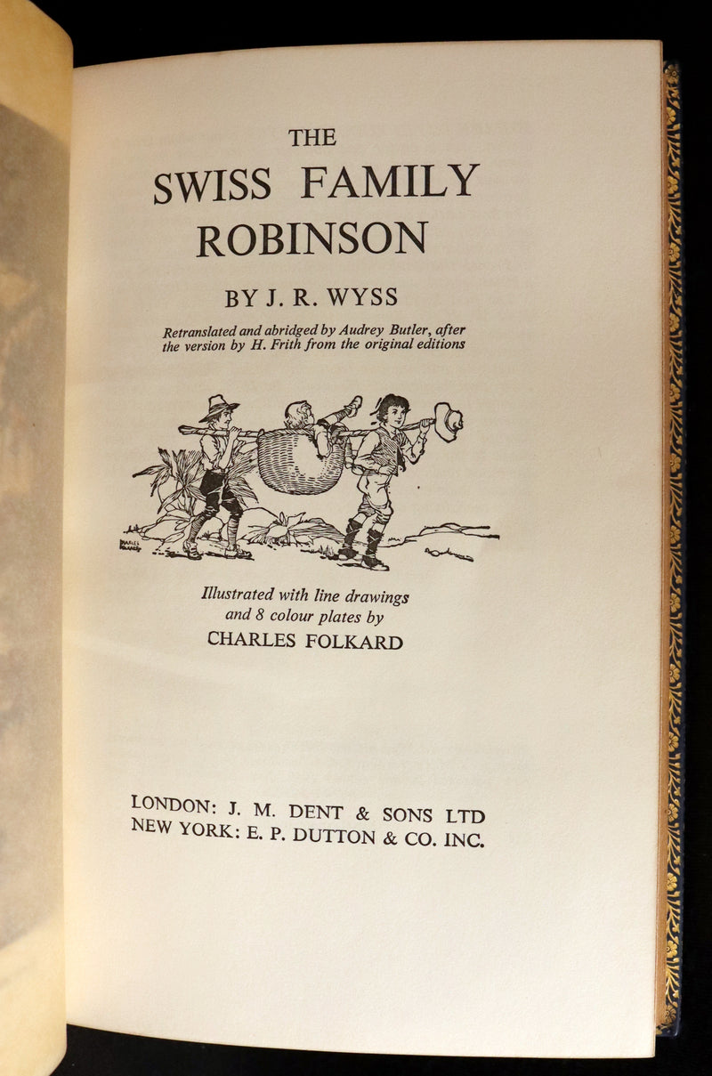 1972 Beautiful Book bound by Bayntun - The Swiss Family Robinson illustrated by Charles Folkard.