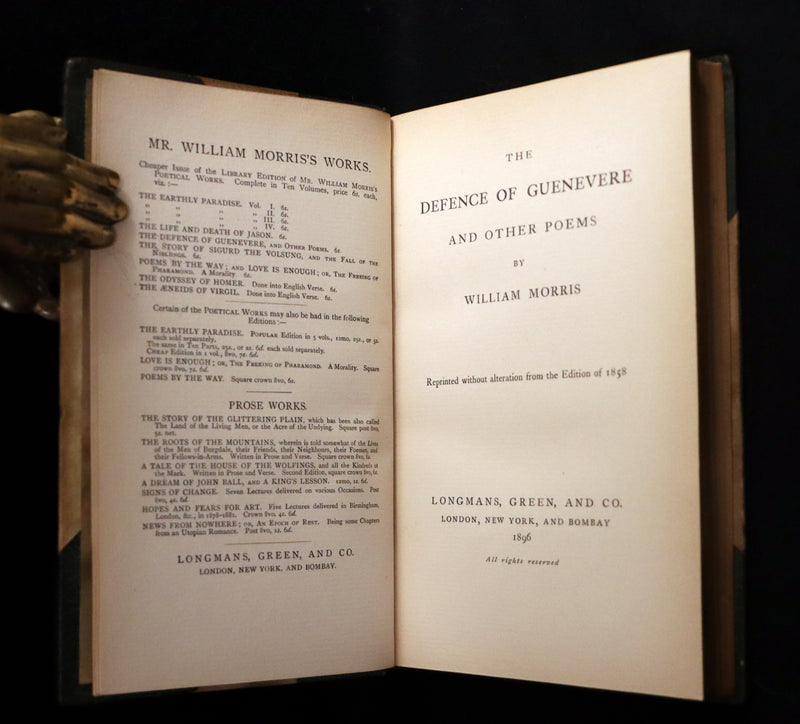 1896 Pre-Raphaelite Poetry - The DEFENCE Of GUENEVERE and Other Poems by William Morris.