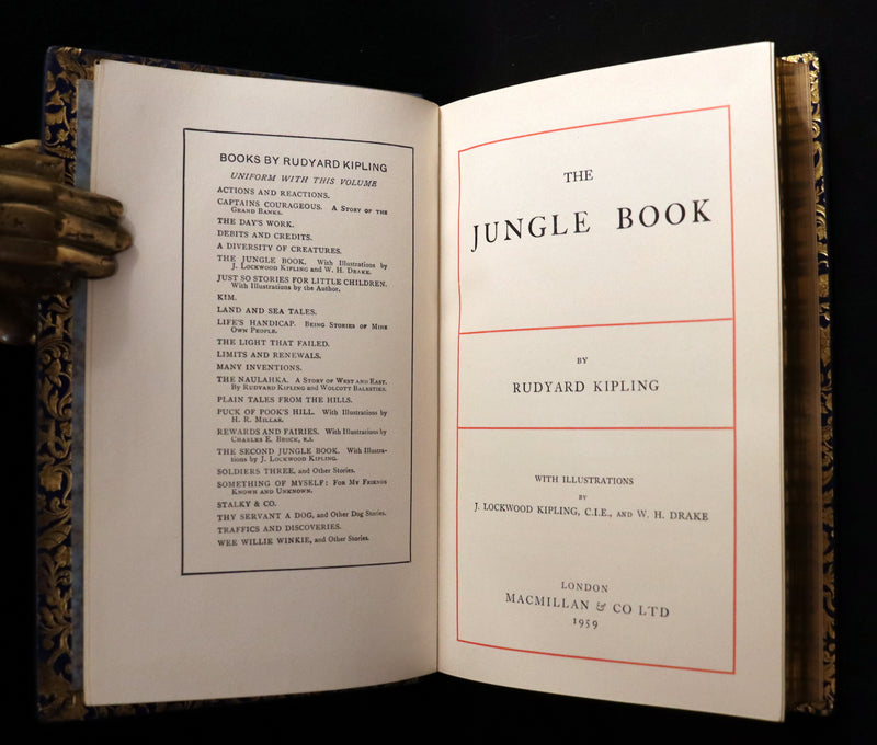 1959 Two books in a beautiful Bayntun binding - The Jungle Book & The Second Jungle Book by Rudyard Kipling. Illustrated.
