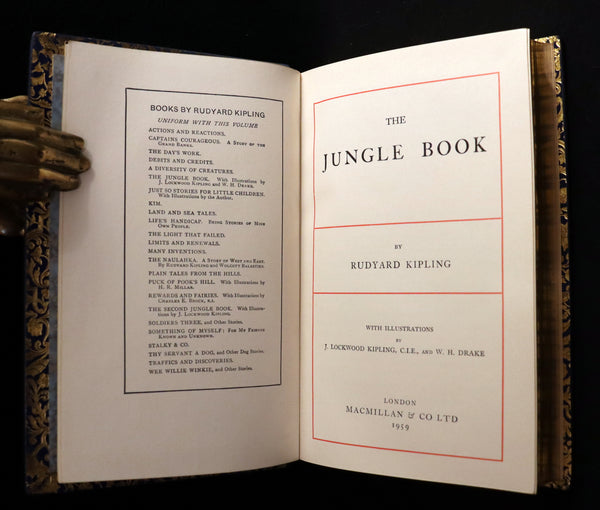 1959 Two books in a beautiful Bayntun binding - The Jungle Book & The Second Jungle Book by Rudyard Kipling. Illustrated.