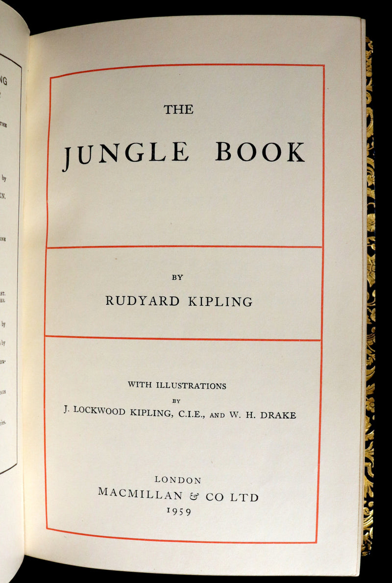 1959 Two books in a beautiful Bayntun binding - The Jungle Book & The Second Jungle Book by Rudyard Kipling. Illustrated.
