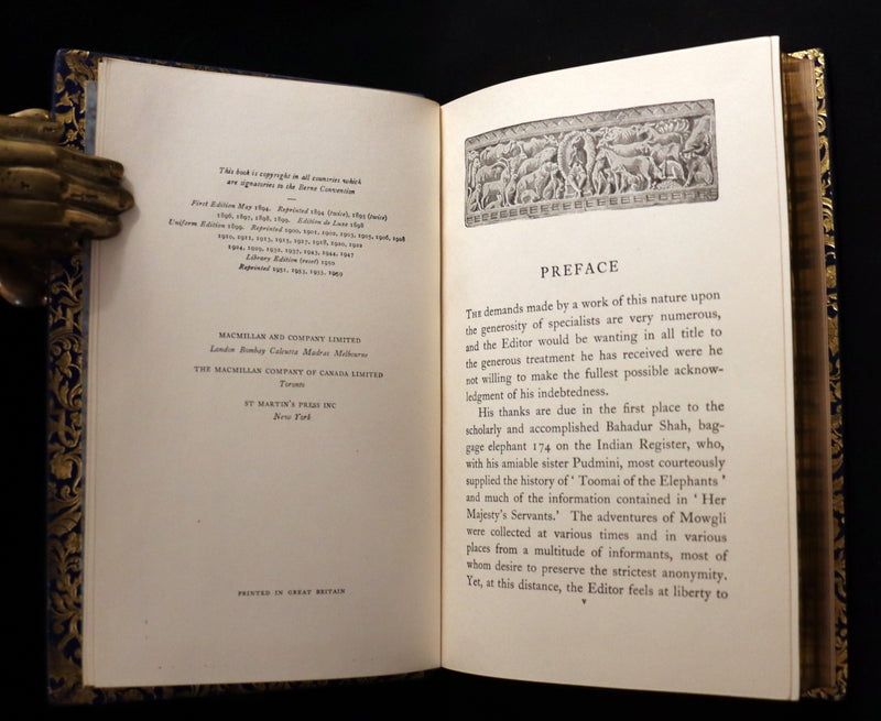 1959 Two books in a beautiful Bayntun binding - The Jungle Book & The Second Jungle Book by Rudyard Kipling. Illustrated.