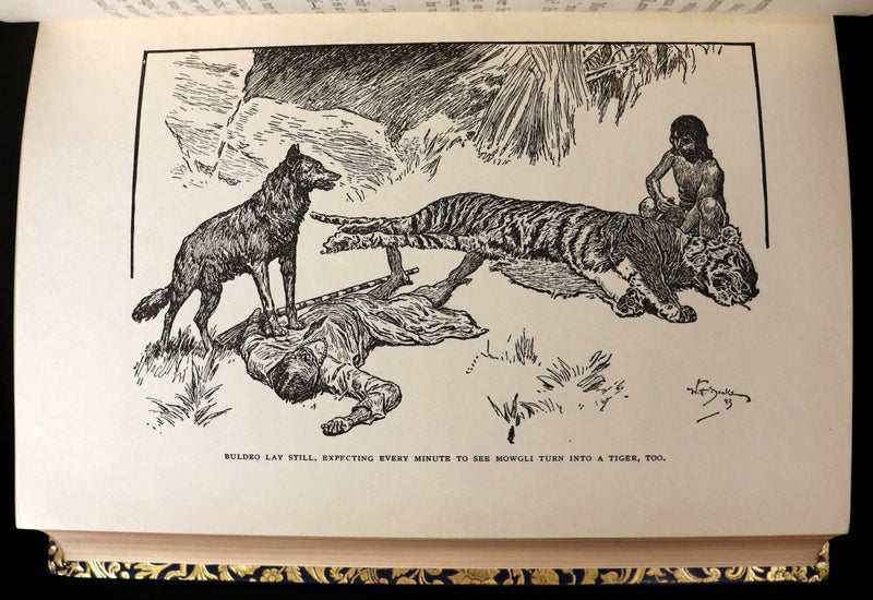 1959 Two books in a beautiful Bayntun binding - The Jungle Book & The Second Jungle Book by Rudyard Kipling. Illustrated.