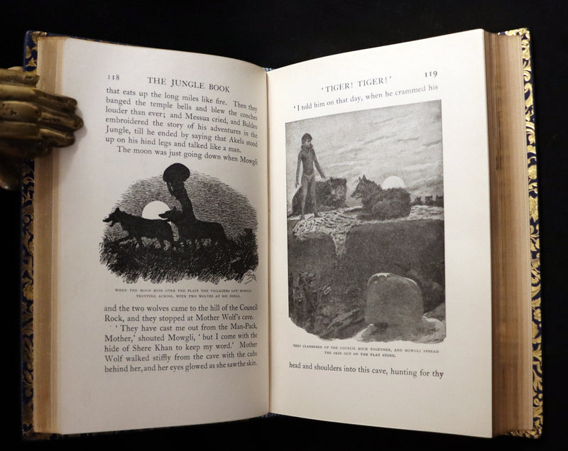 1959 Two books in a beautiful Bayntun binding - The Jungle Book & The Second Jungle Book by Rudyard Kipling. Illustrated.