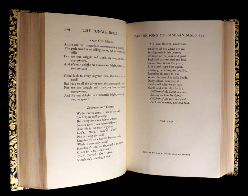 1959 Two books in a beautiful Bayntun binding - The Jungle Book & The Second Jungle Book by Rudyard Kipling. Illustrated.