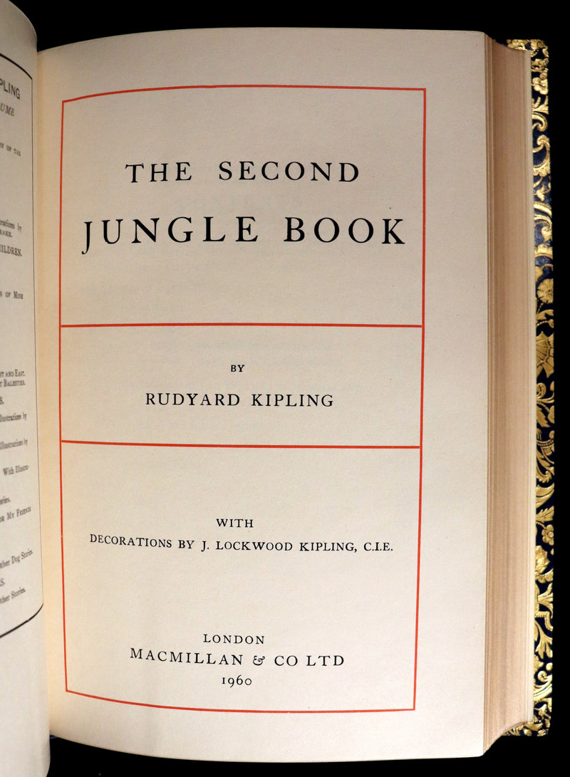 1959 Two books in a beautiful Bayntun binding - The Jungle Book & The Second Jungle Book by Rudyard Kipling. Illustrated.