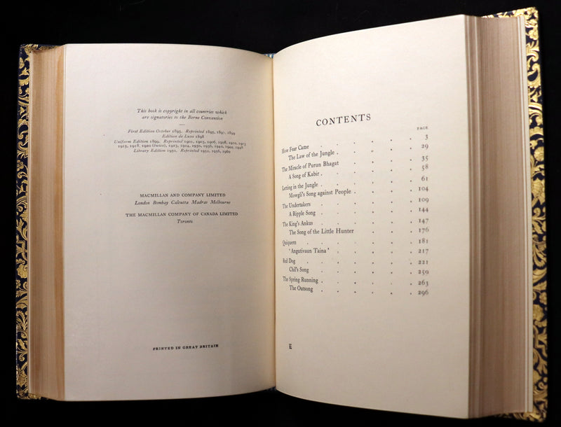 1959 Two books in a beautiful Bayntun binding - The Jungle Book & The Second Jungle Book by Rudyard Kipling. Illustrated.