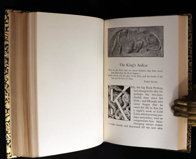 1959 Two books in a beautiful Bayntun binding - The Jungle Book & The Second Jungle Book by Rudyard Kipling. Illustrated.