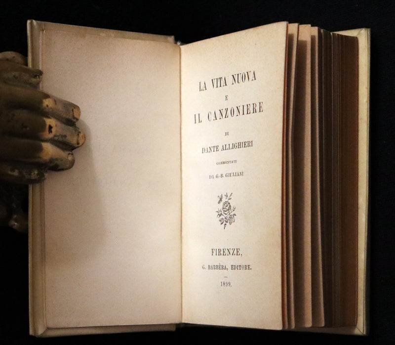 1899 Rare Italian Vellum Book - LA VITA NUOVA di DANTE ALLIGHIERI - The New Life.