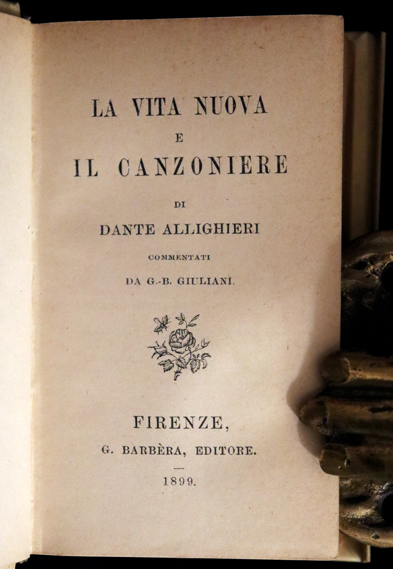 1899 Rare Italian Vellum Book - LA VITA NUOVA di DANTE ALLIGHIERI - The New Life.