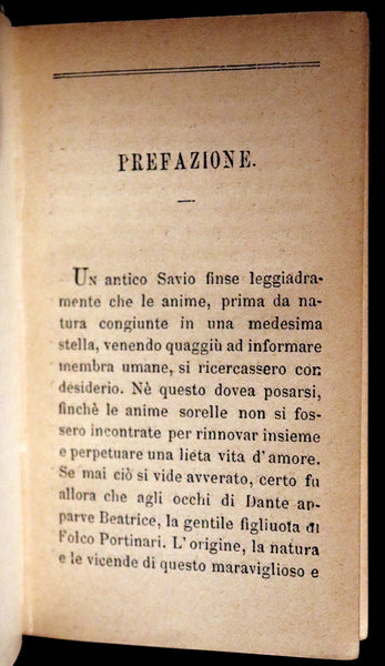 1899 Rare Italian Vellum Book - LA VITA NUOVA di DANTE ALLIGHIERI - The New Life.
