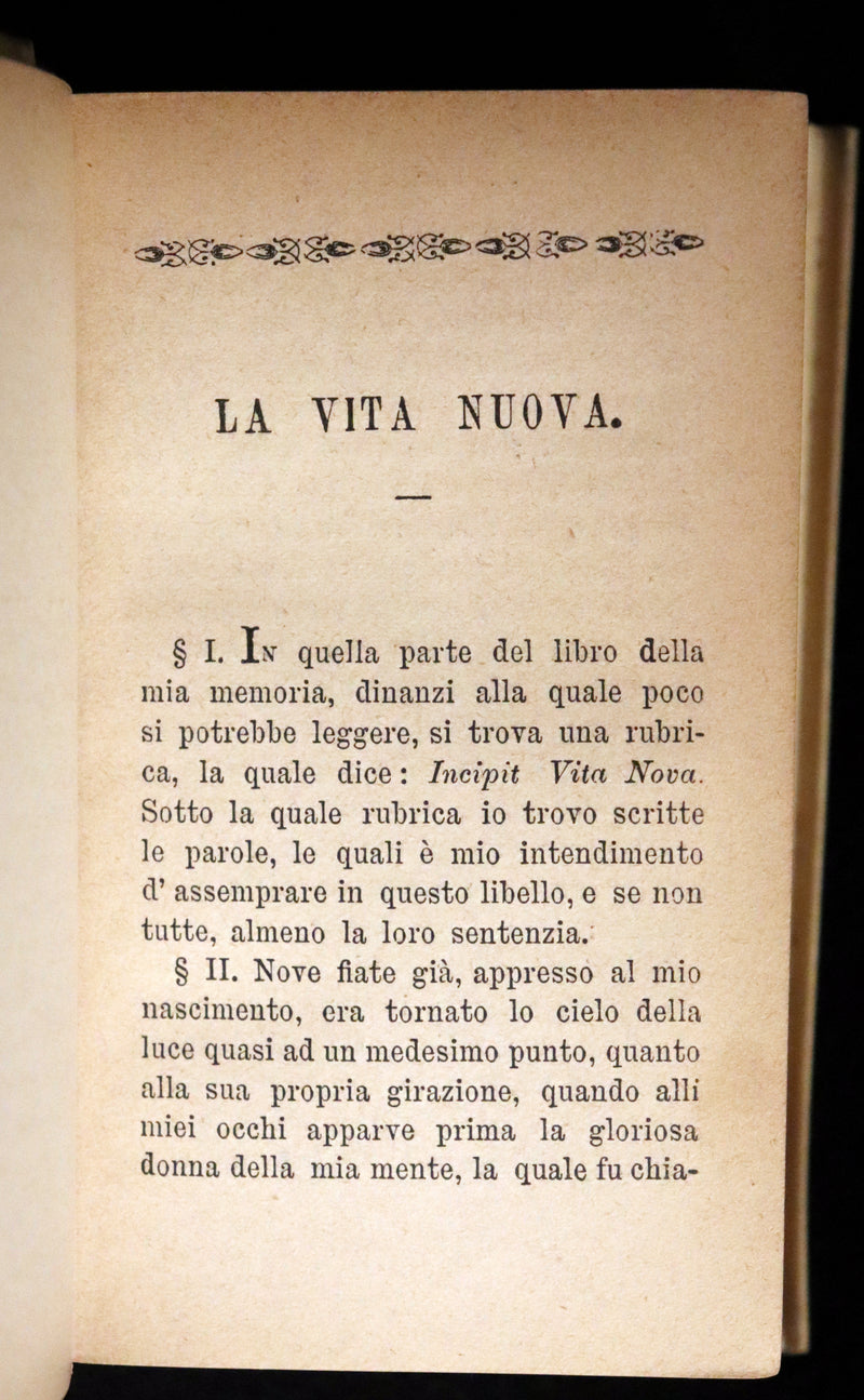 1899 Rare Italian Vellum Book - LA VITA NUOVA di DANTE ALLIGHIERI - The New Life.