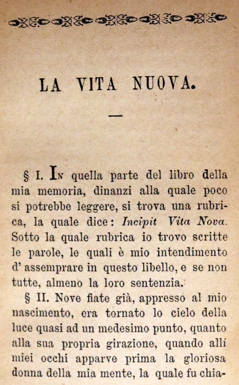 1899 Rare Italian Vellum Book - LA VITA NUOVA di DANTE ALLIGHIERI - The New Life.