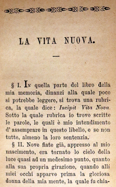 1899 Rare Italian Vellum Book - LA VITA NUOVA di DANTE ALLIGHIERI - The New Life.
