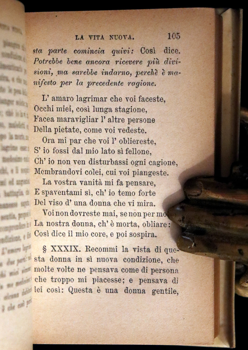 1899 Rare Italian Vellum Book - LA VITA NUOVA di DANTE ALLIGHIERI - The New Life.