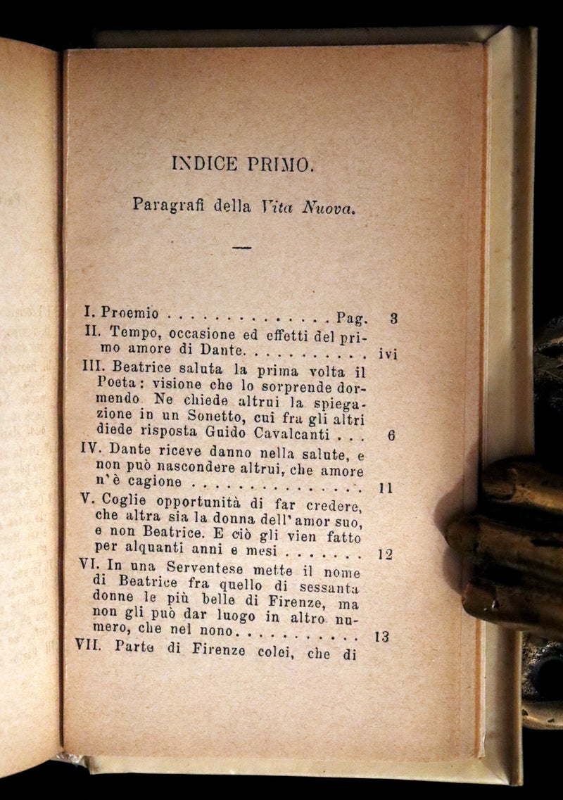1899 Rare Italian Vellum Book - LA VITA NUOVA di DANTE ALLIGHIERI - The New Life.