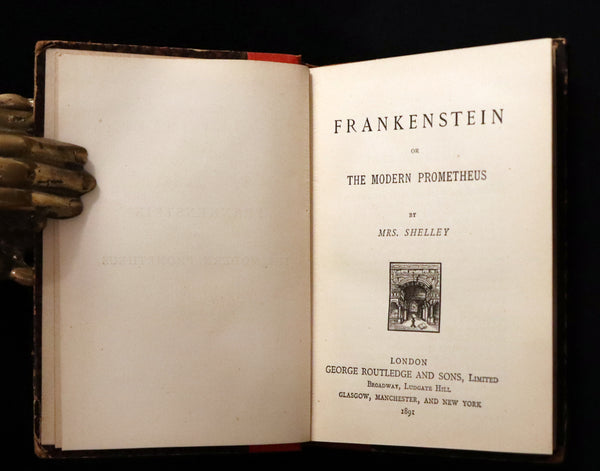 1891 Rare Early Edition - FRANKENSTEIN or The Modern Prometheus by Mary Shelley.