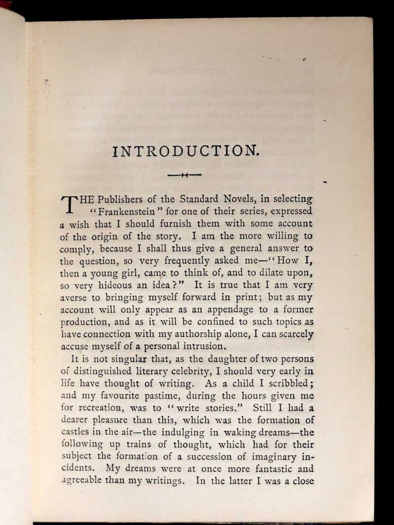 1891 Rare Early Edition - FRANKENSTEIN or The Modern Prometheus by Mary Shelley.