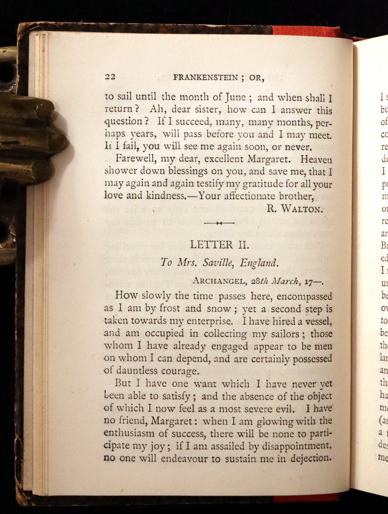 1891 Rare Early Edition - FRANKENSTEIN or The Modern Prometheus by Mary Shelley.