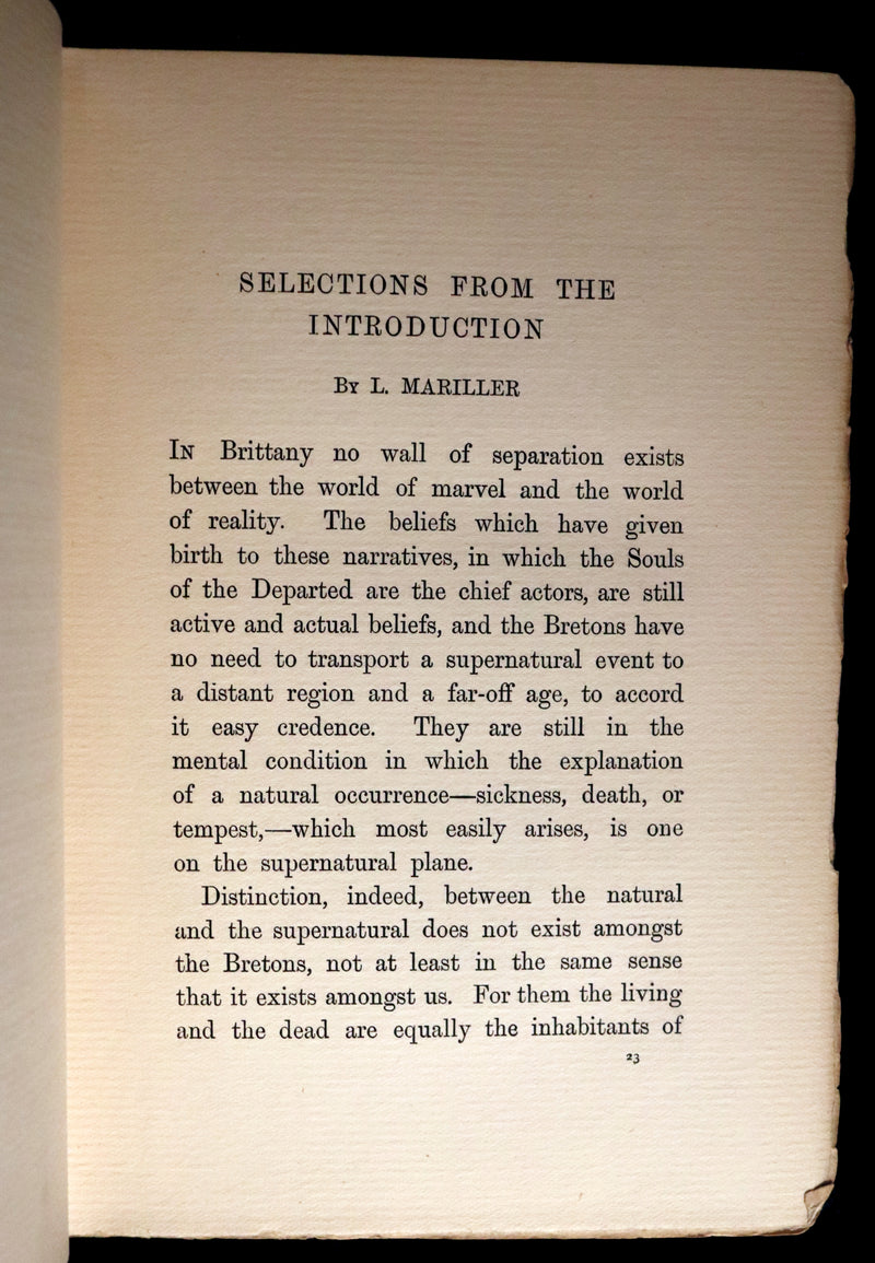 1898 Scarce First Edition - DEALINGS WITH THE DEAD, Narratives From "La Légende de la Mort en Basse Bretagne"