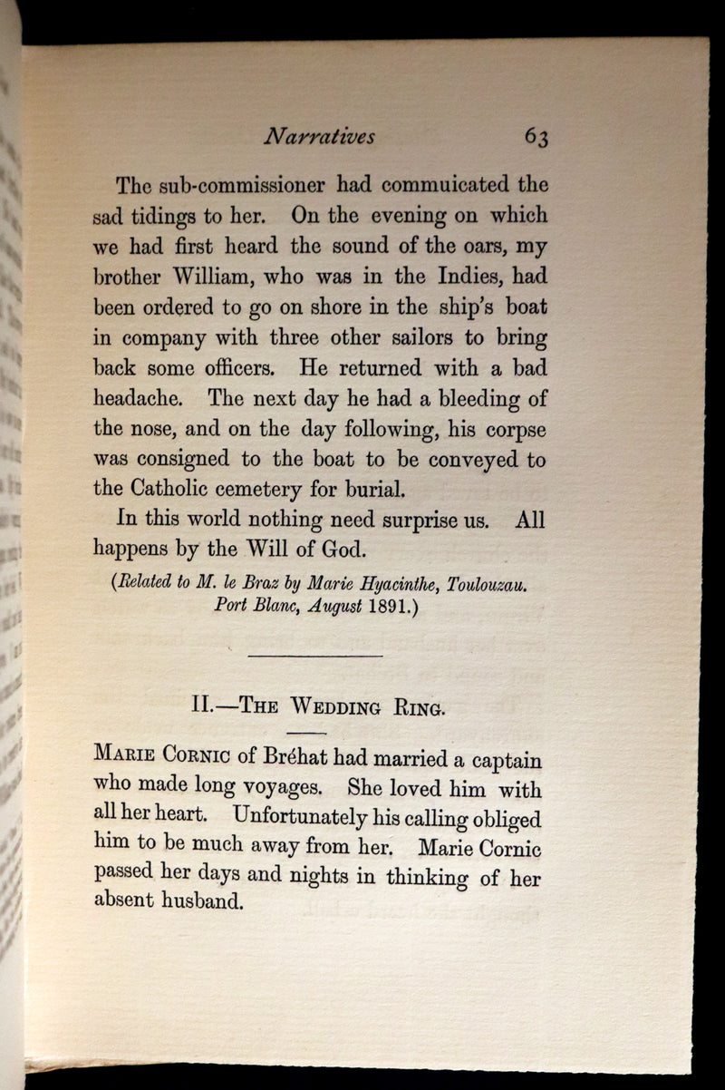 1898 Scarce First Edition - DEALINGS WITH THE DEAD, Narratives From "La Légende de la Mort en Basse Bretagne"