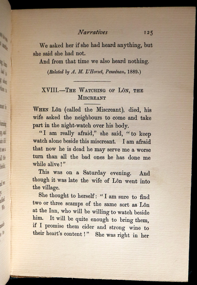 1898 Scarce First Edition - DEALINGS WITH THE DEAD, Narratives From "La Légende de la Mort en Basse Bretagne"