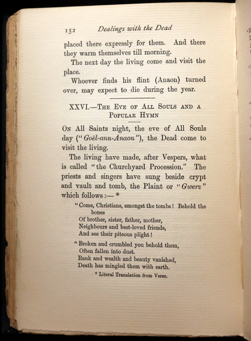 1898 Scarce First Edition - DEALINGS WITH THE DEAD, Narratives From "La Légende de la Mort en Basse Bretagne"
