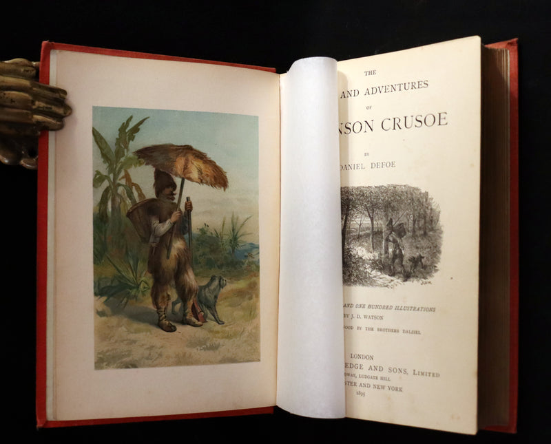1895 Rare Book - THE LIFE and ADVENTURES OF ROBINSON CRUSOE Illustrated by J. D. Watson.