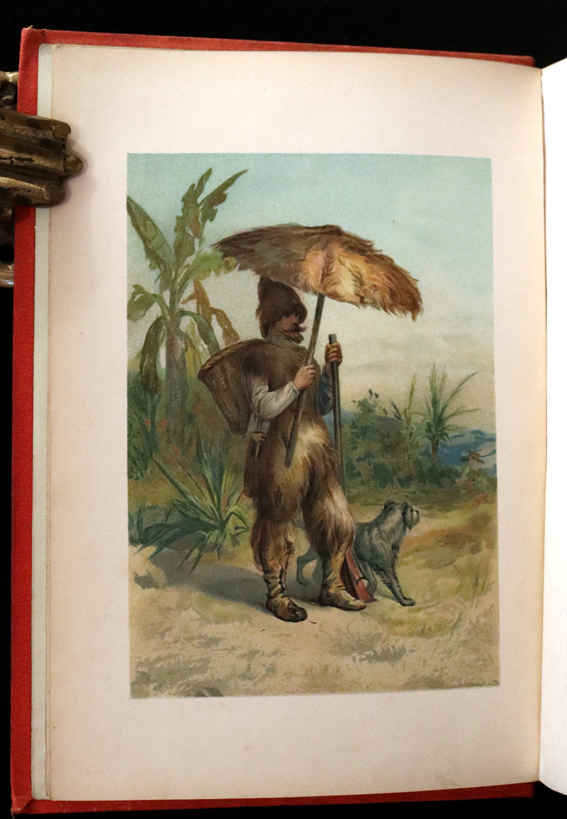 1895 Rare Book - THE LIFE and ADVENTURES OF ROBINSON CRUSOE Illustrated by J. D. Watson.