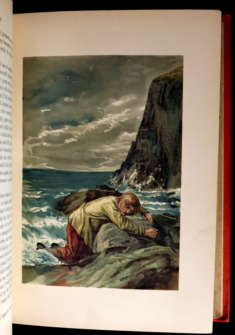 1895 Rare Book - THE LIFE and ADVENTURES OF ROBINSON CRUSOE Illustrated by J. D. Watson.