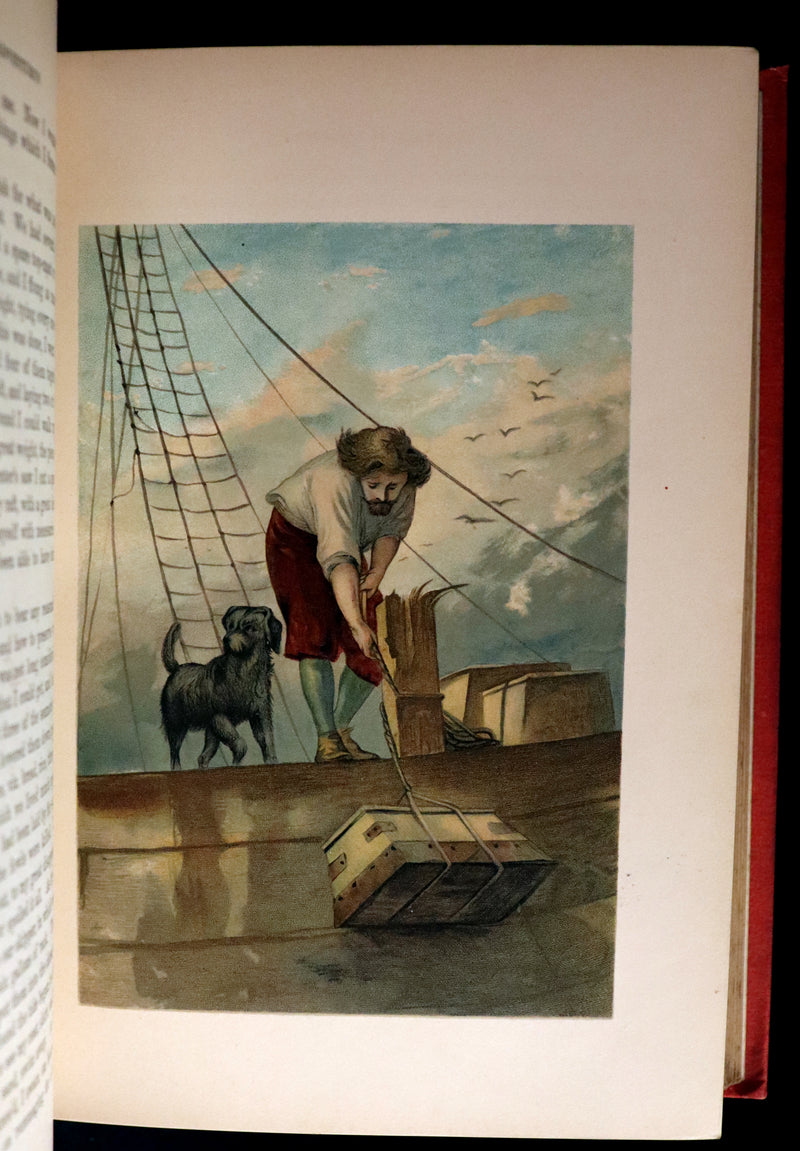 1895 Rare Book - THE LIFE and ADVENTURES OF ROBINSON CRUSOE Illustrated by J. D. Watson.