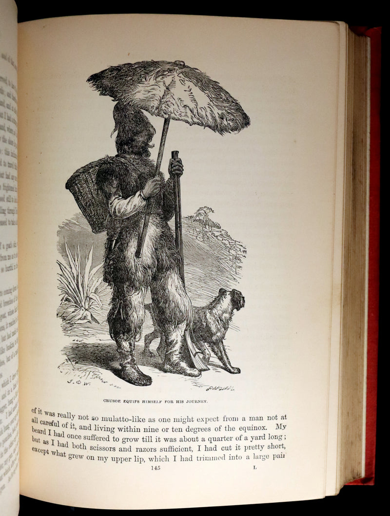 1895 Rare Book - THE LIFE and ADVENTURES OF ROBINSON CRUSOE Illustrated by J. D. Watson.