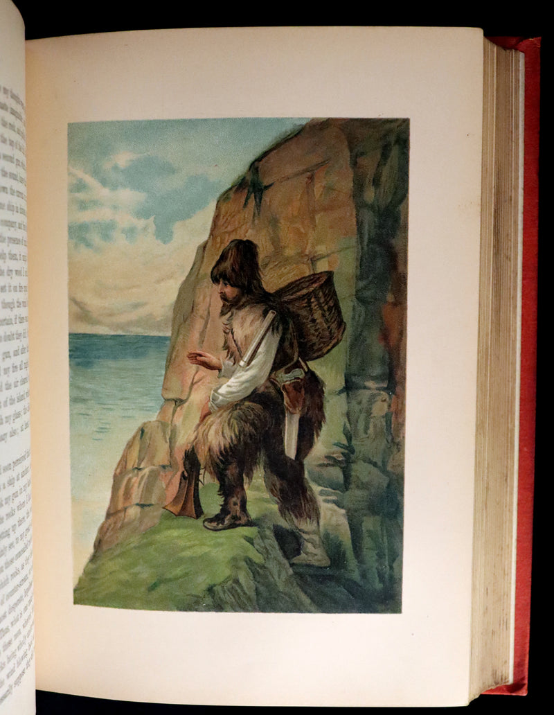 1895 Rare Book - THE LIFE and ADVENTURES OF ROBINSON CRUSOE Illustrated by J. D. Watson.