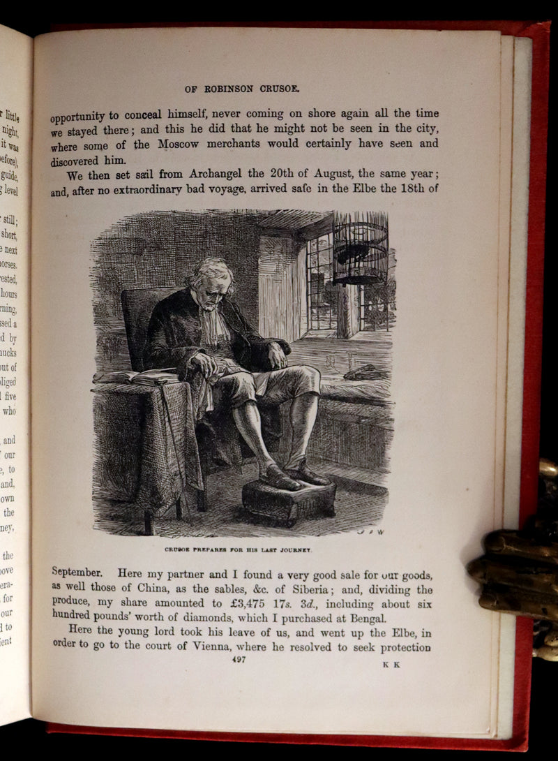 1895 Rare Book - THE LIFE and ADVENTURES OF ROBINSON CRUSOE Illustrated by J. D. Watson.