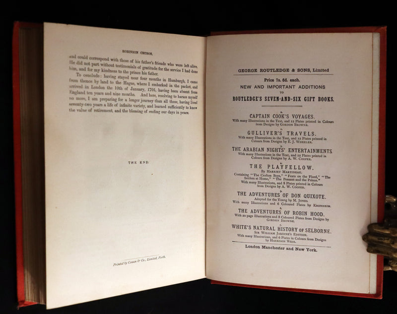 1895 Rare Book - THE LIFE and ADVENTURES OF ROBINSON CRUSOE Illustrated by J. D. Watson.