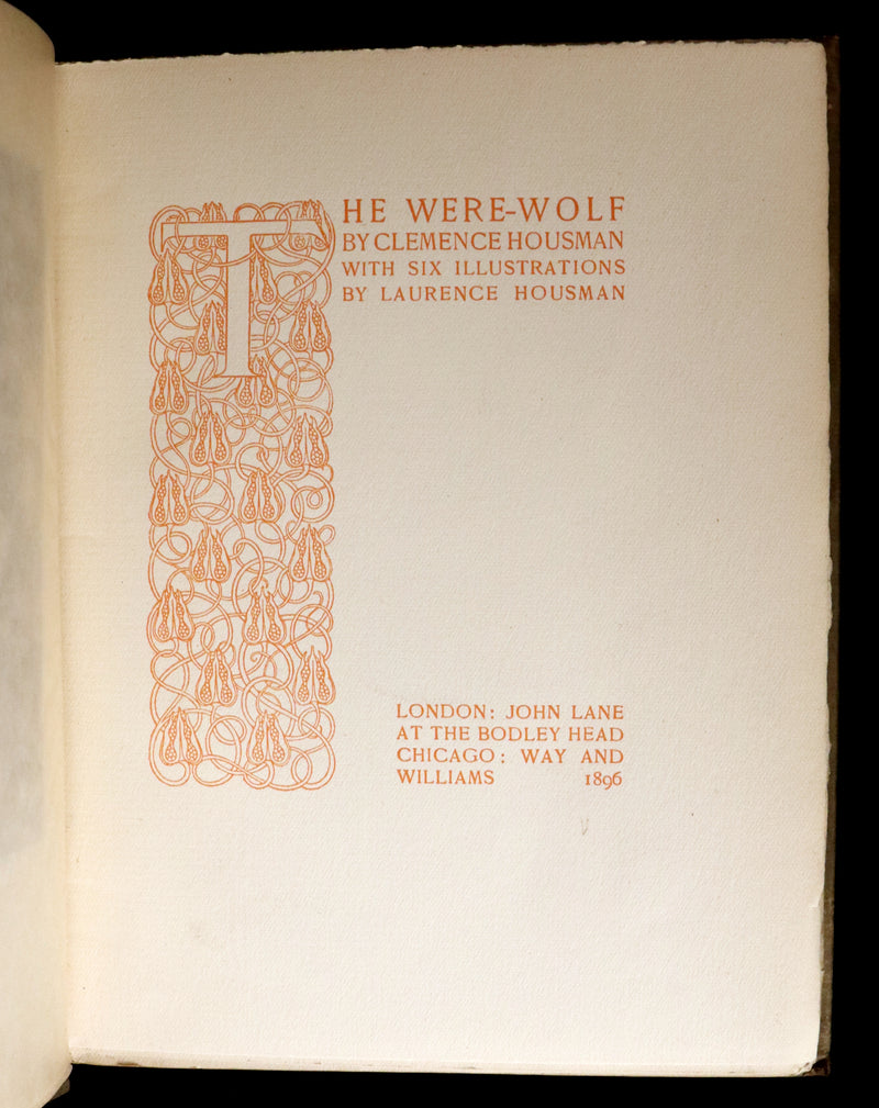 1896 Rare First Edition Book on Werewolves - THE WERE-WOLF by Clemence Housman.