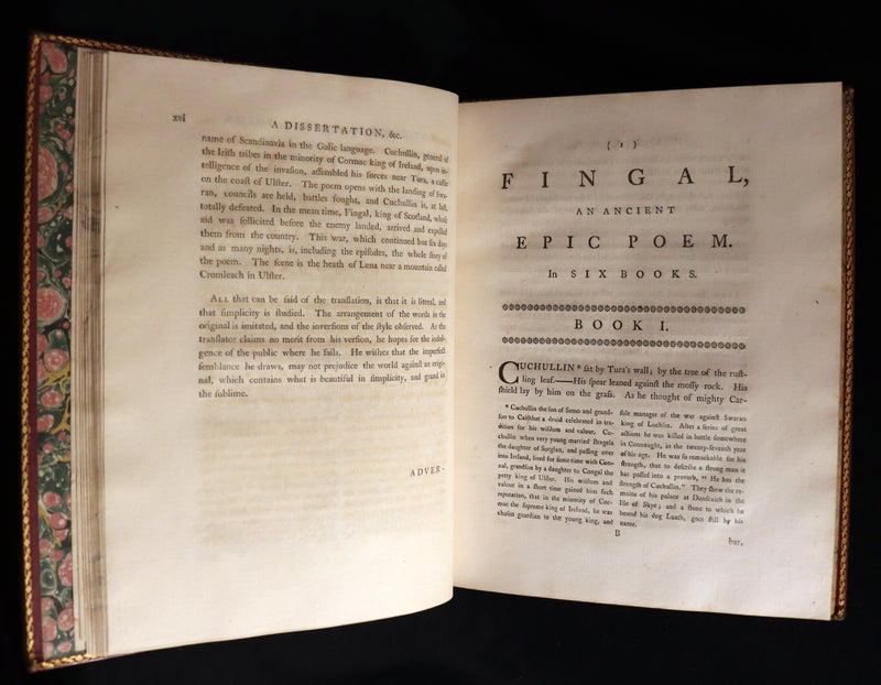 1762 Rare Book - FINGAL with Poems by Ossian, Son of Fingal. Translated from Galic by James MacPherson.