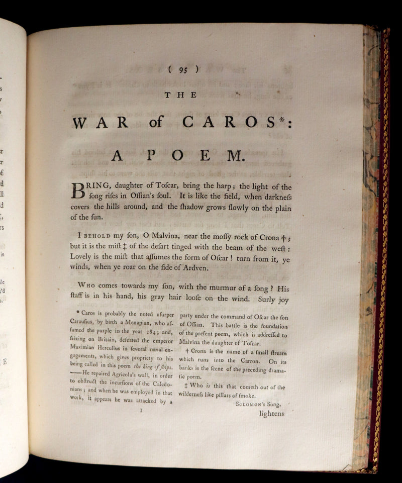 1762 Rare Book - FINGAL with Poems by Ossian, Son of Fingal. Translated from Galic by James MacPherson.
