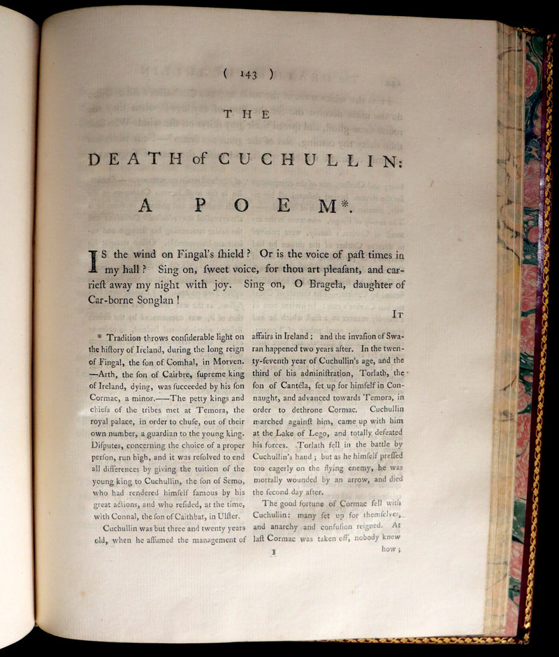 1762 Rare Book - FINGAL with Poems by Ossian, Son of Fingal. Translated from Galic by James MacPherson.