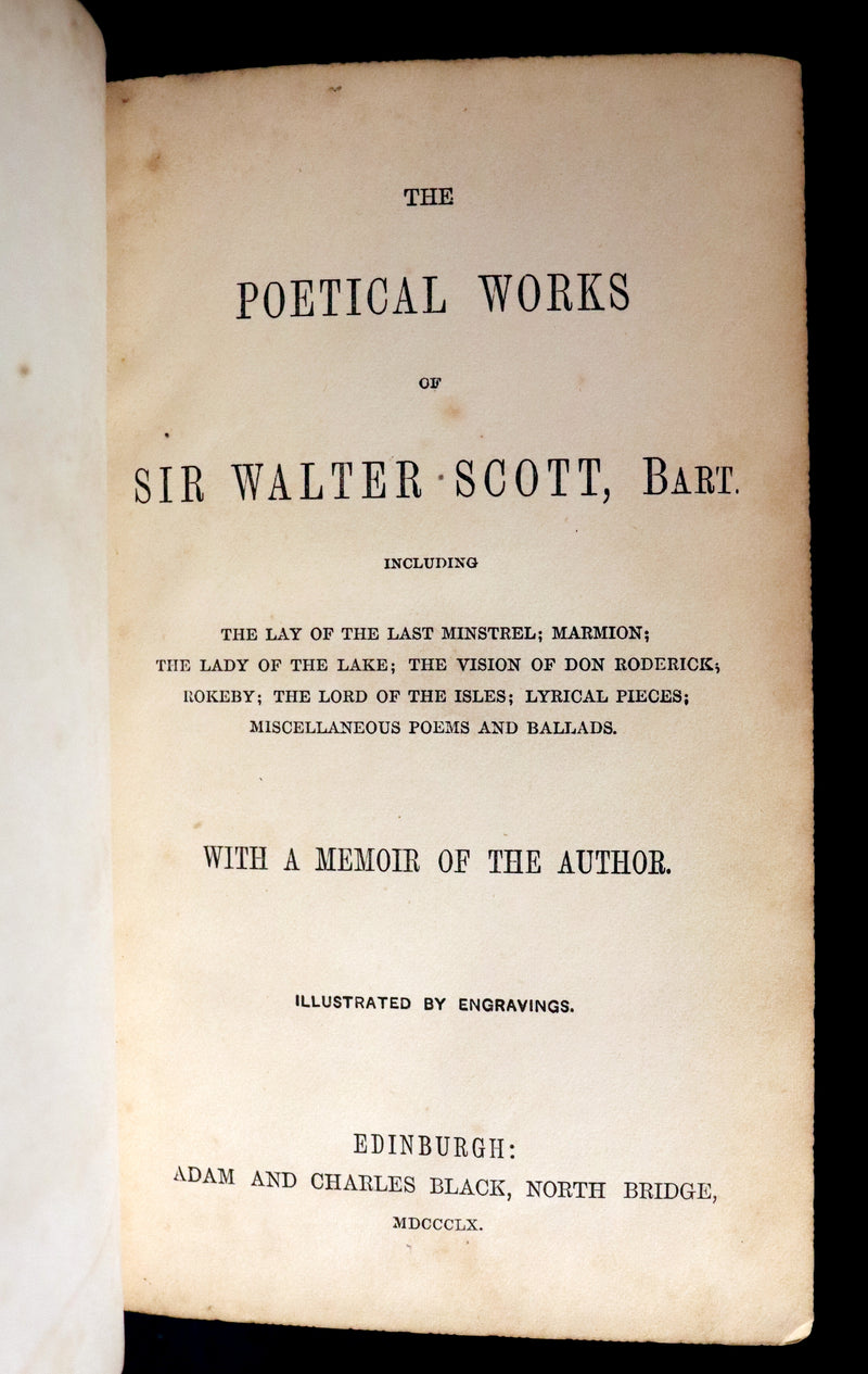 1860 Rare Book ~ The Poetical Works of Sir Walter Scott. Lady of the Lake. Illustrated.