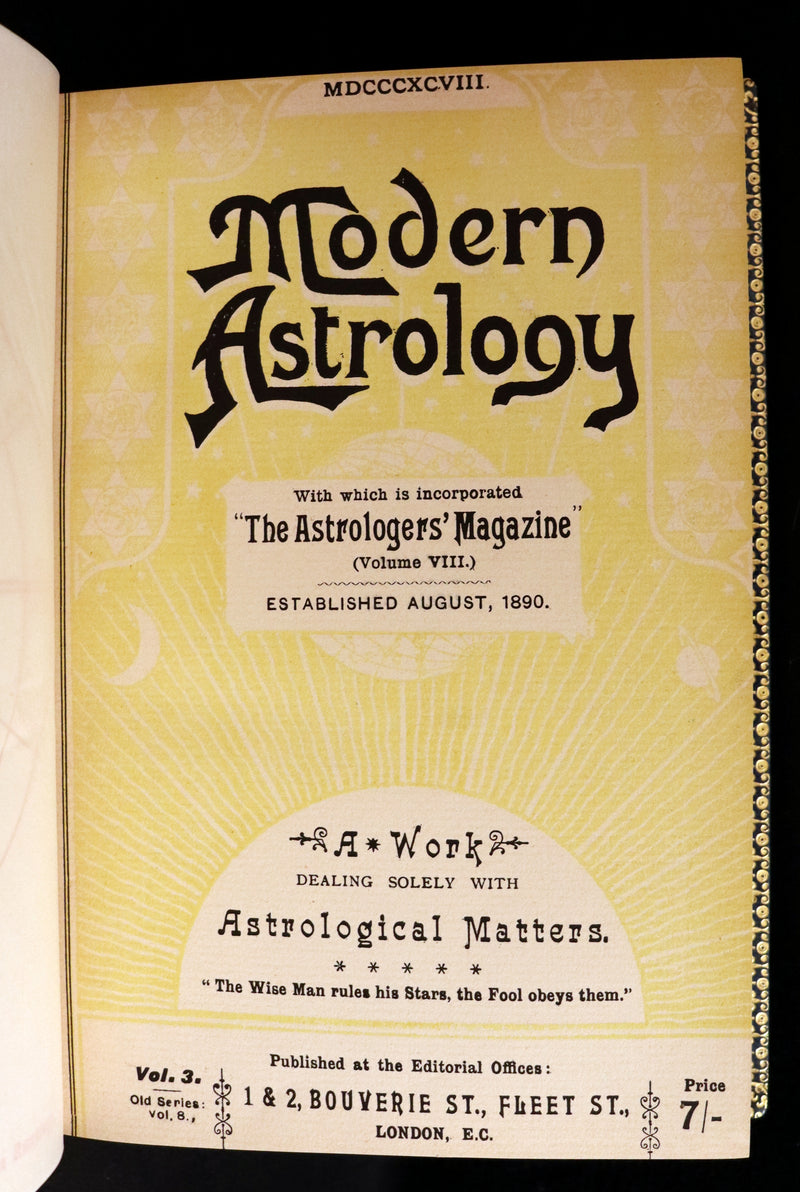 1897 Scarce Book bound by Zaehnsdorf for Asprey - MODERN ASTROLOGY - The Astrologers' Magazine by Alan Leo. Copy of Governor Charles Edison.