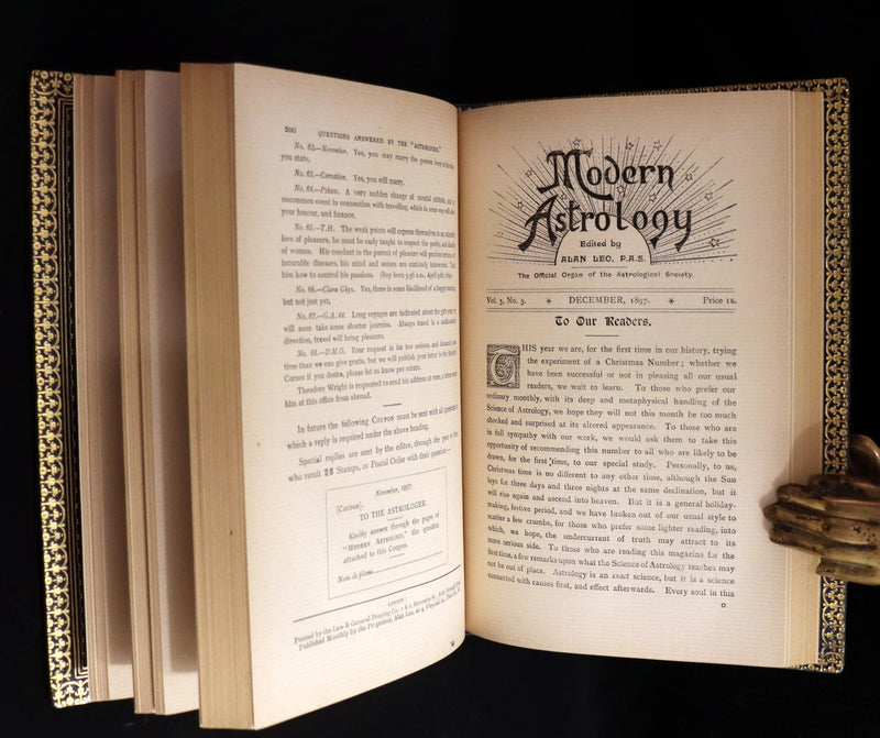 1897 Scarce Book bound by Zaehnsdorf for Asprey - MODERN ASTROLOGY - The Astrologers' Magazine by Alan Leo. Copy of Governor Charles Edison.