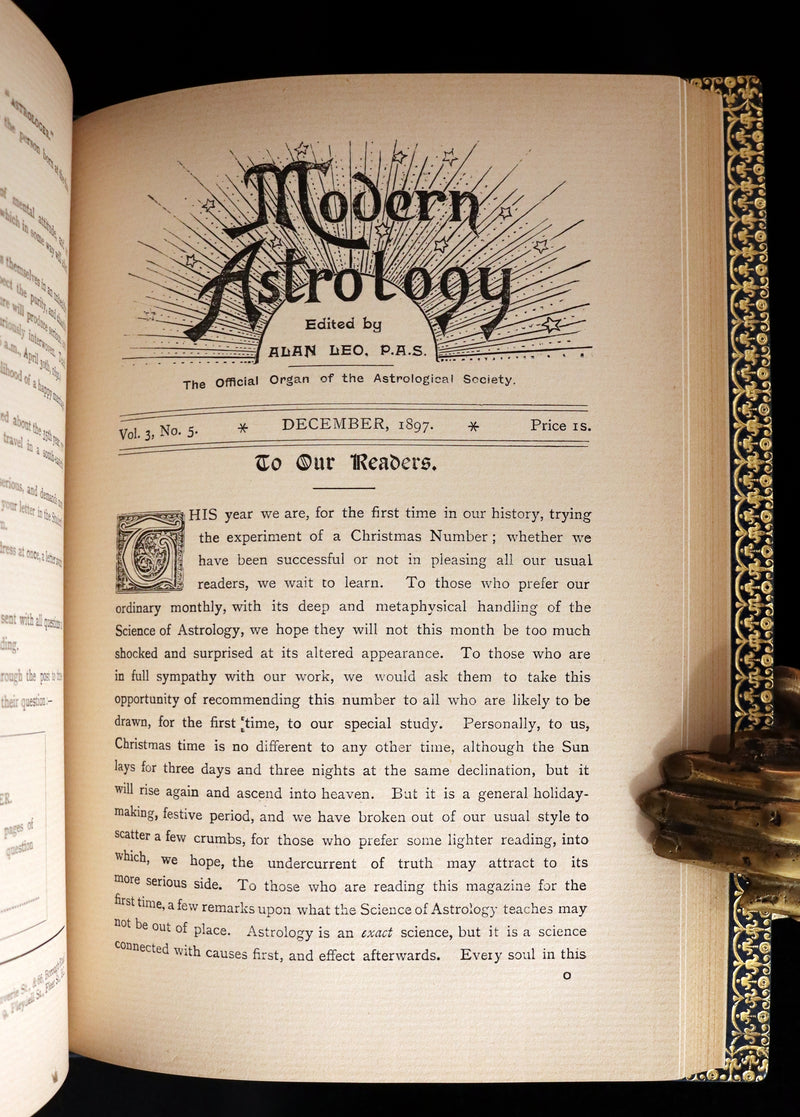 1897 Scarce Book bound by Zaehnsdorf for Asprey - MODERN ASTROLOGY - The Astrologers' Magazine by Alan Leo. Copy of Governor Charles Edison.